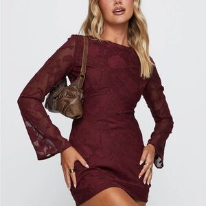 Elegant Burgundy Lace Dress